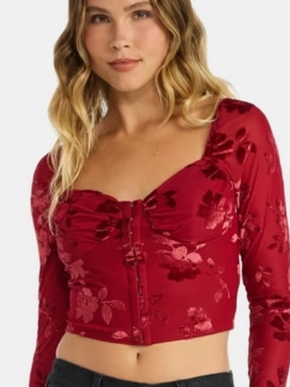 Women’s Red Floral Corset Top